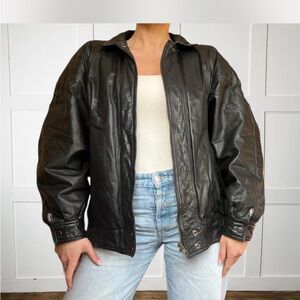 Real Black Vintage Leather Jacket